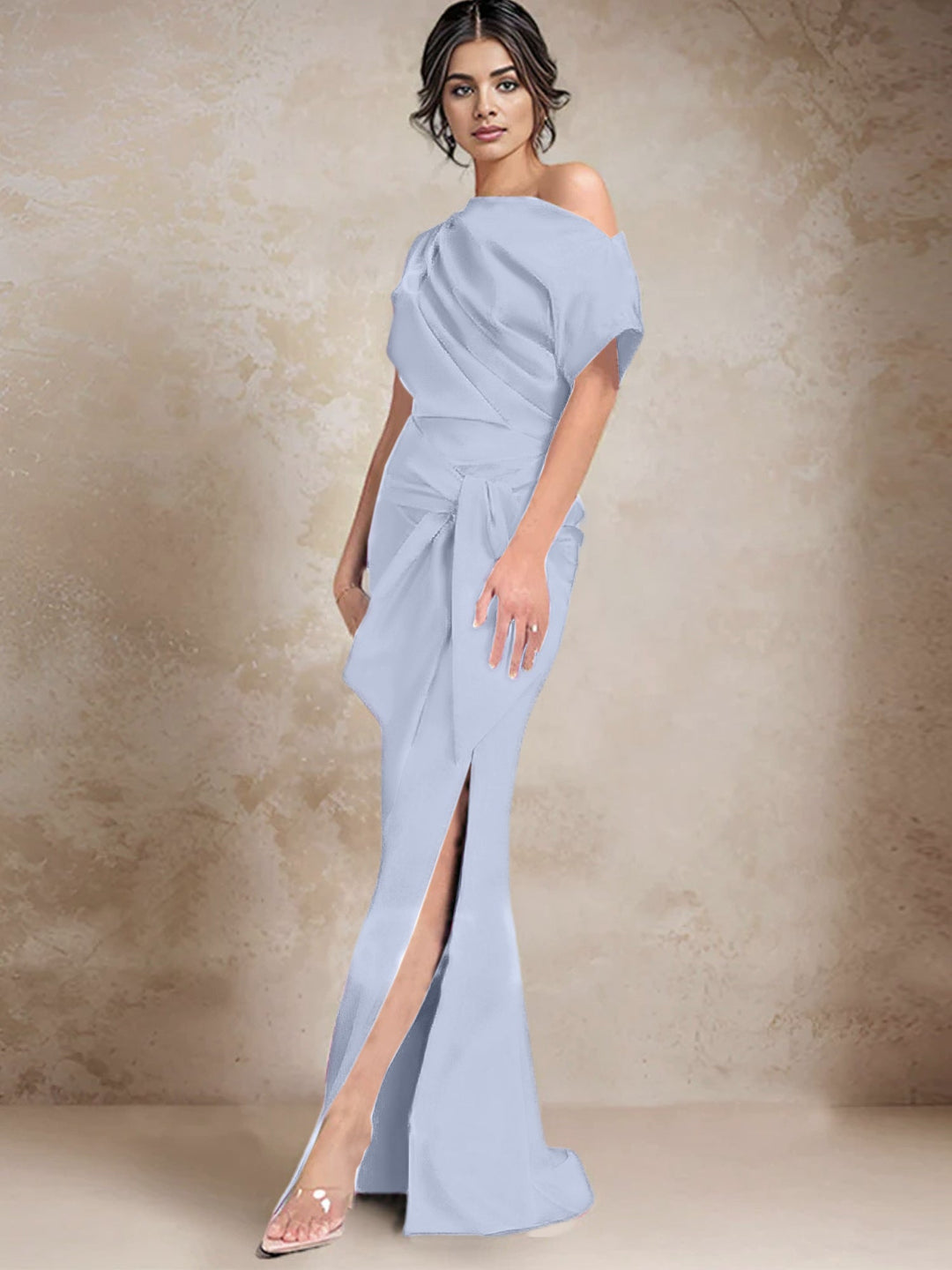 Robes de Mère de la Mariée à Une Épaule, Style Trompette/Sirène, avec Fente Sur le Côté