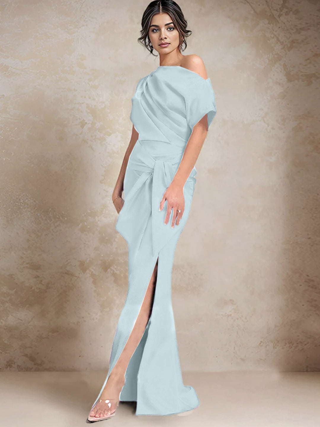 Robes de Mère de la Mariée à Une Épaule, Style Trompette/Sirène, avec Fente Sur le Côté