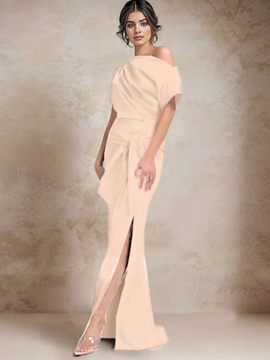 Robes de Mère de la Mariée à Une Épaule, Style Trompette/Sirène, avec Fente Sur le Côté