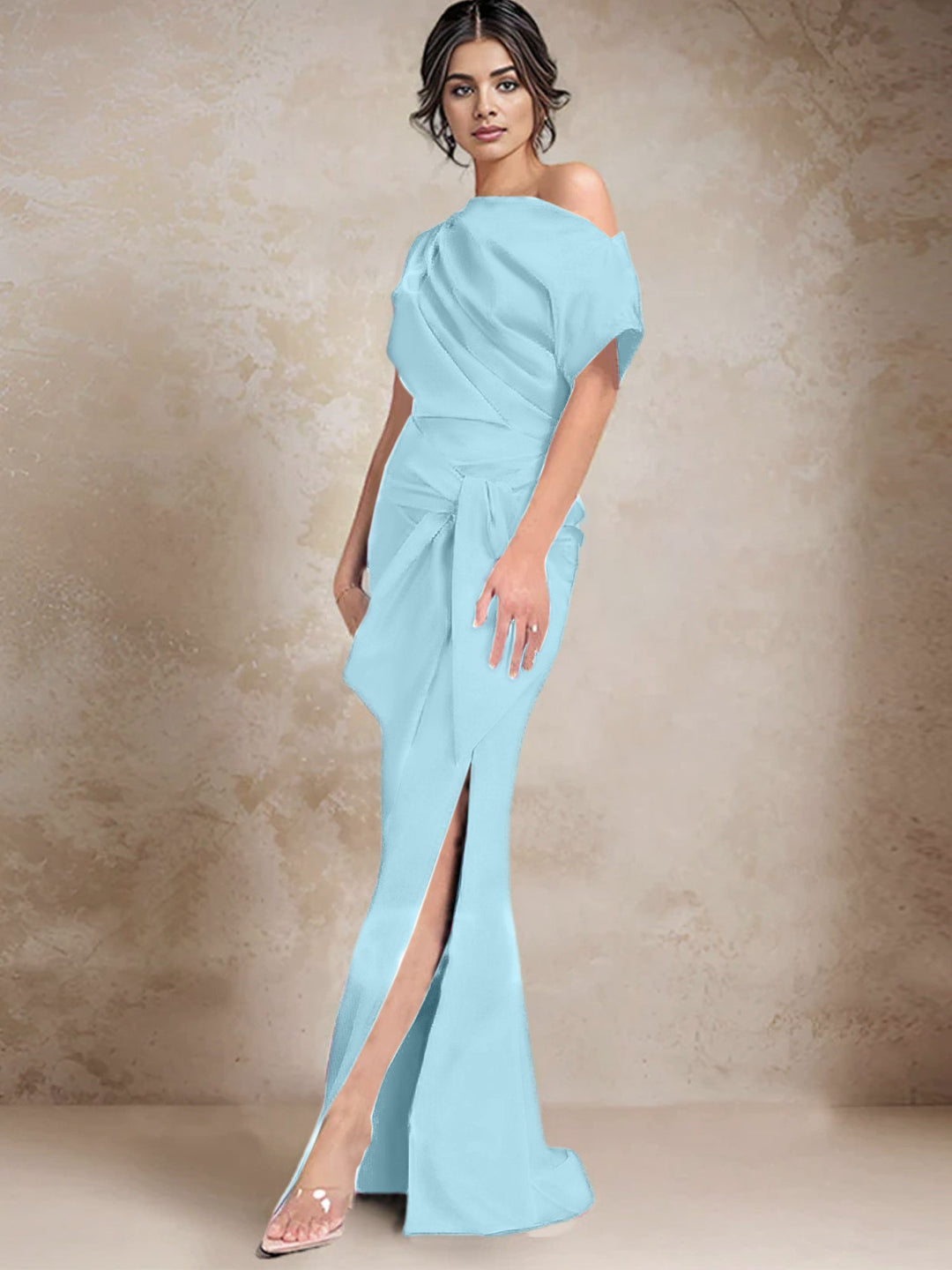 Robes de Mère de la Mariée à Une Épaule, Style Trompette/Sirène, avec Fente Sur le Côté