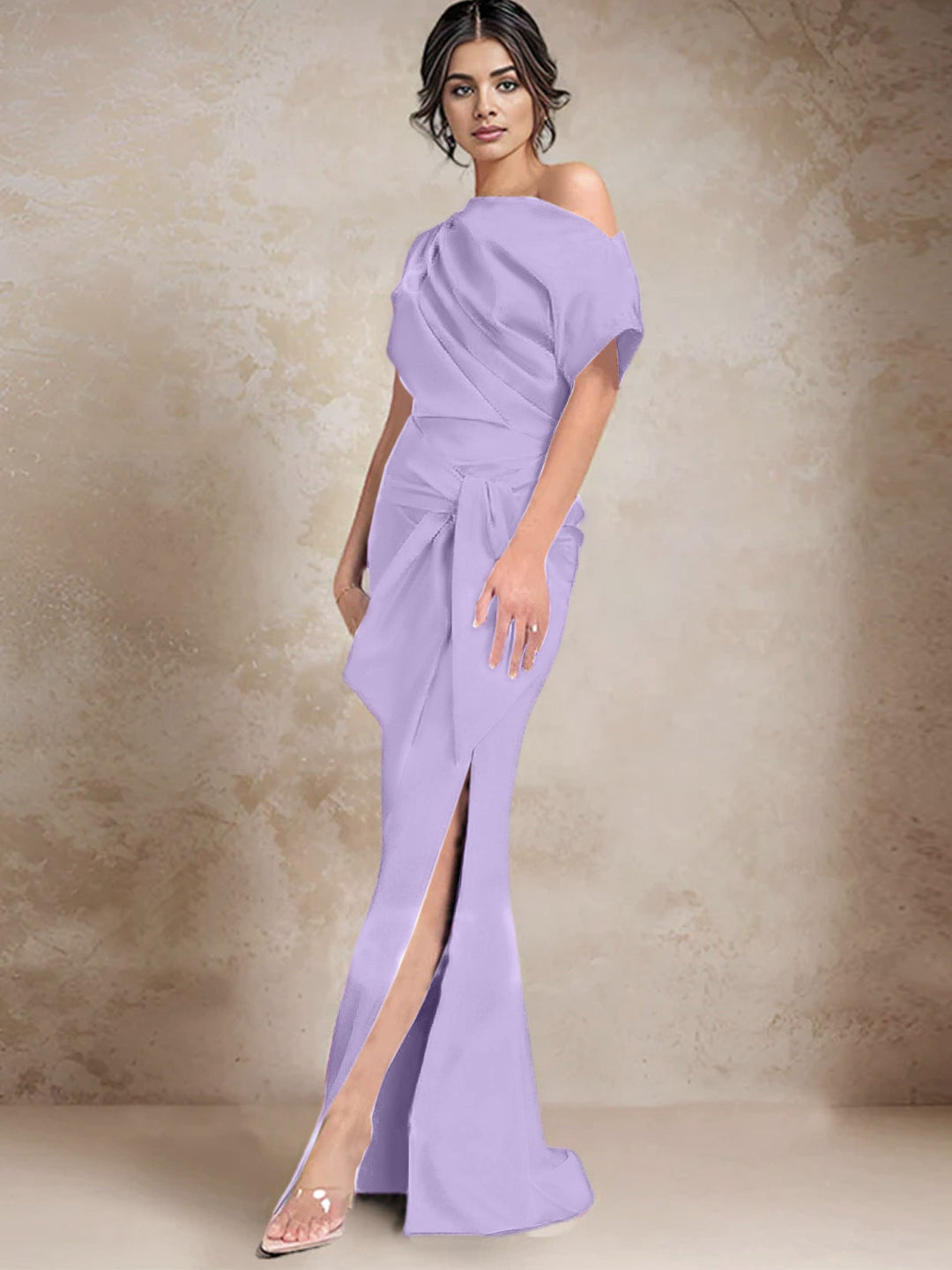Robes de Mère de la Mariée à Une Épaule, Style Trompette/Sirène, avec Fente Sur le Côté