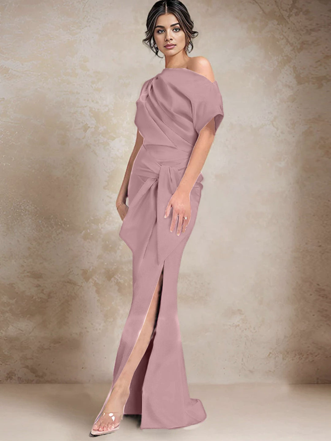 Robes de Mère de la Mariée à Une Épaule, Style Trompette/Sirène, avec Fente Sur le Côté