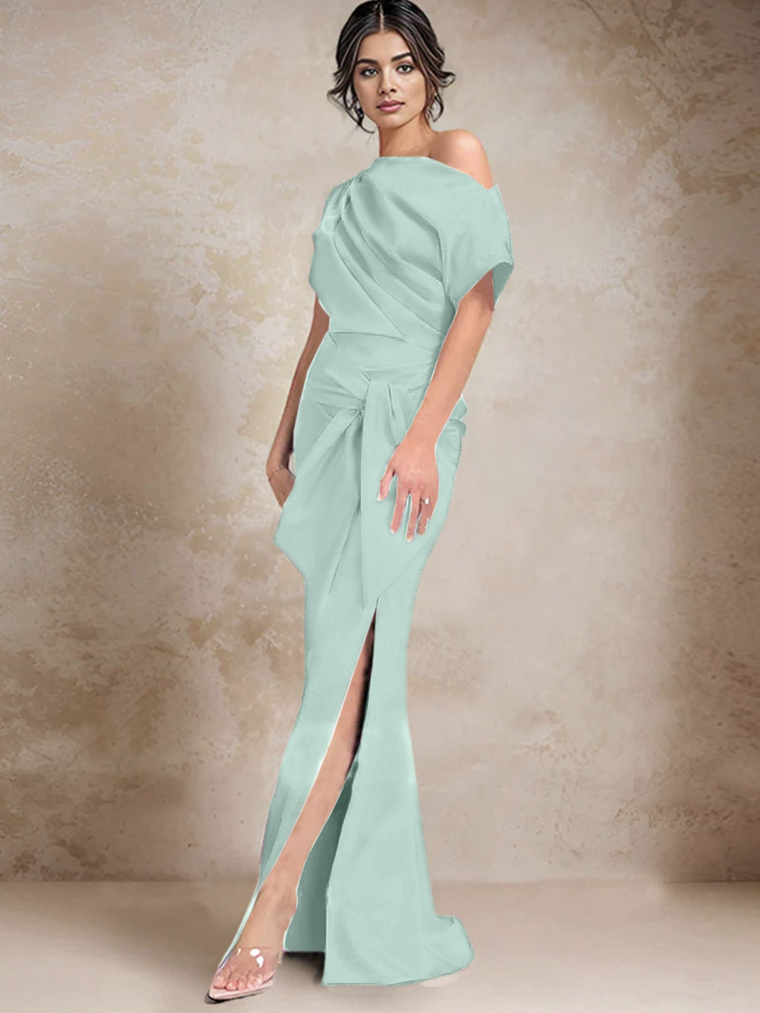 Robes de Mère de la Mariée à Une Épaule, Style Trompette/Sirène, avec Fente Sur le Côté