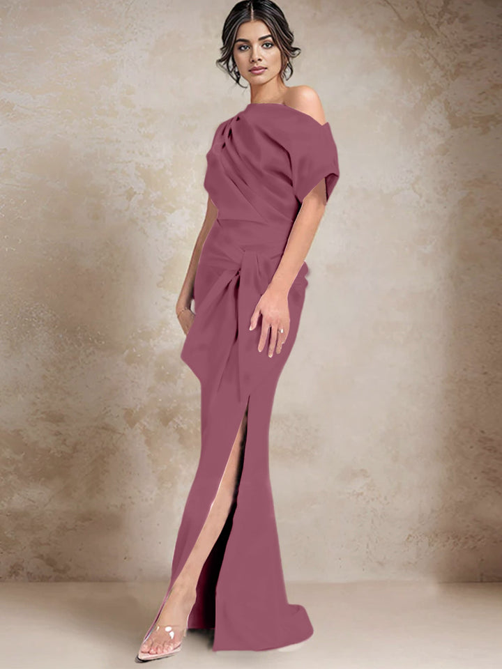 Robes de Mère de la Mariée à Une Épaule, Style Trompette/Sirène, avec Fente Sur le Côté