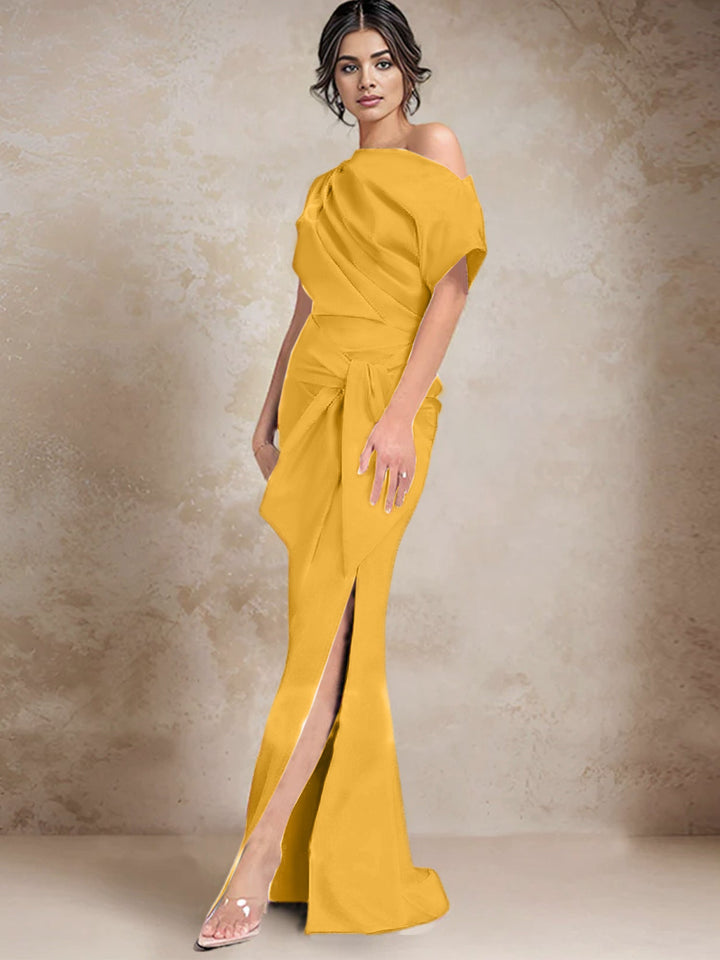 Robes de Mère de la Mariée à Une Épaule, Style Trompette/Sirène, avec Fente Sur le Côté