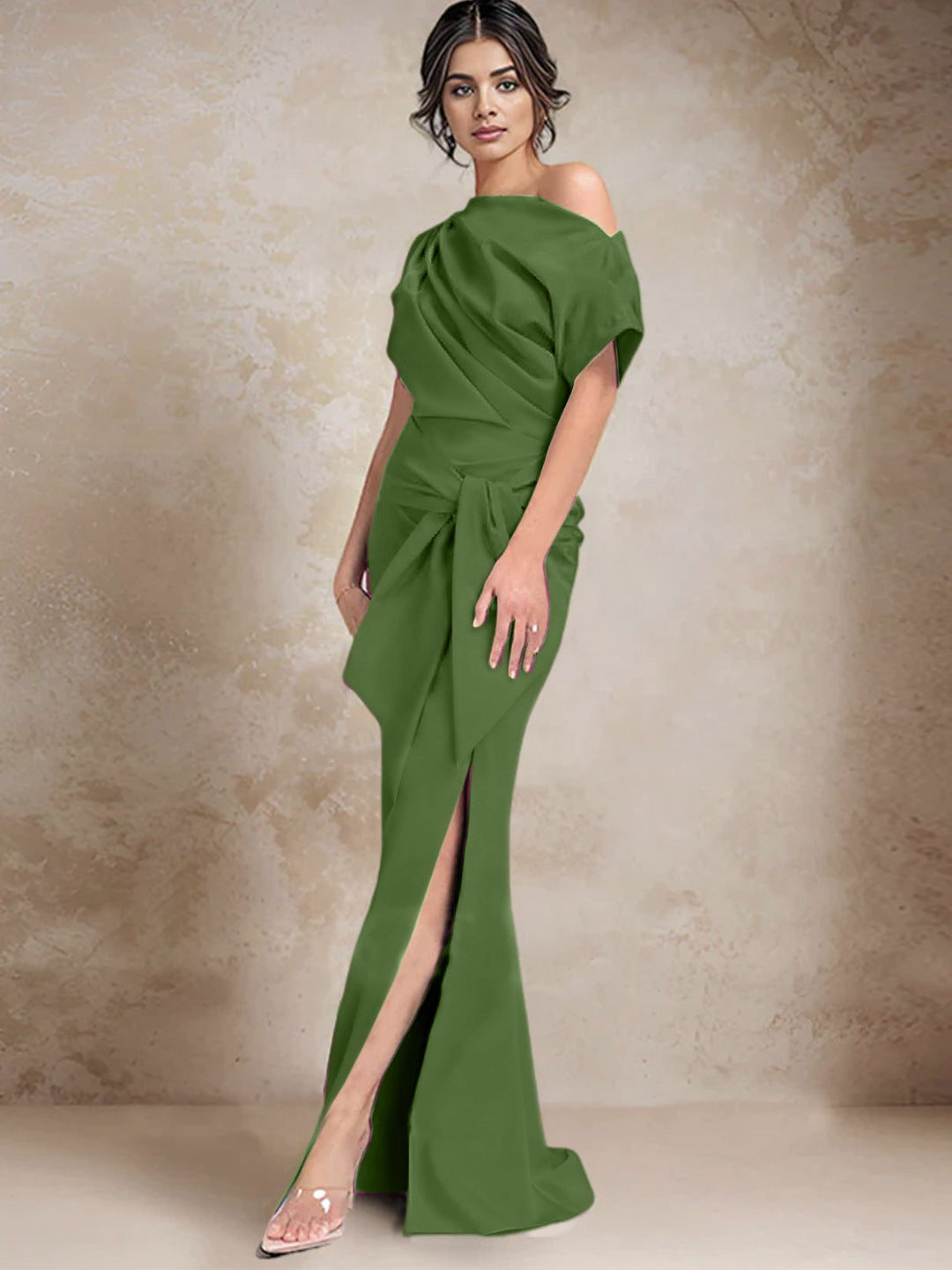Robes de Mère de la Mariée à Une Épaule, Style Trompette/Sirène, avec Fente Sur le Côté