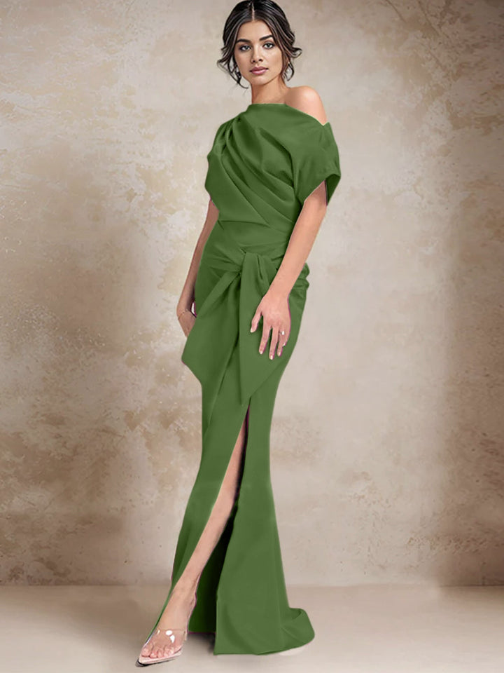 Robes de Mère de la Mariée à Une Épaule, Style Trompette/Sirène, avec Fente Sur le Côté