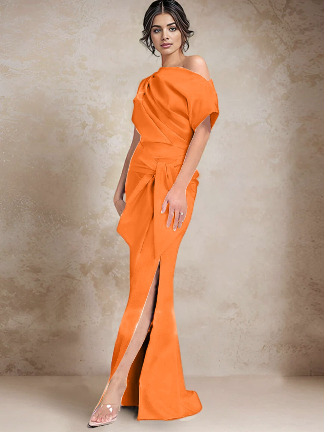 Robes de Mère de la Mariée à Une Épaule, Style Trompette/Sirène, avec Fente Sur le Côté