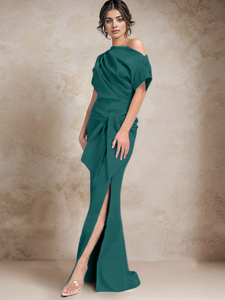 Robes de Mère de la Mariée à Une Épaule, Style Trompette/Sirène, avec Fente Sur le Côté