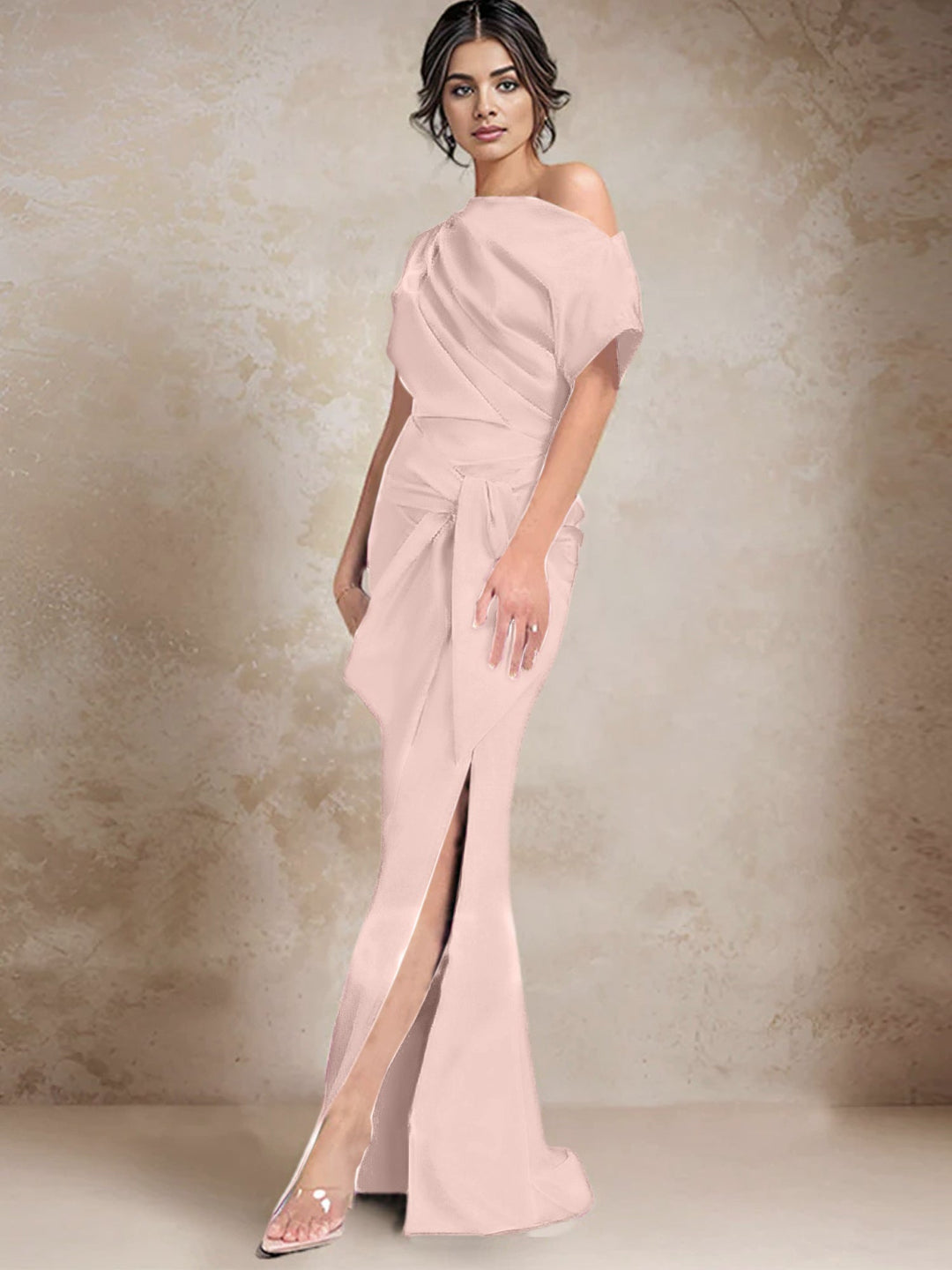 Robes de Mère de la Mariée à Une Épaule, Style Trompette/Sirène, avec Fente Sur le Côté
