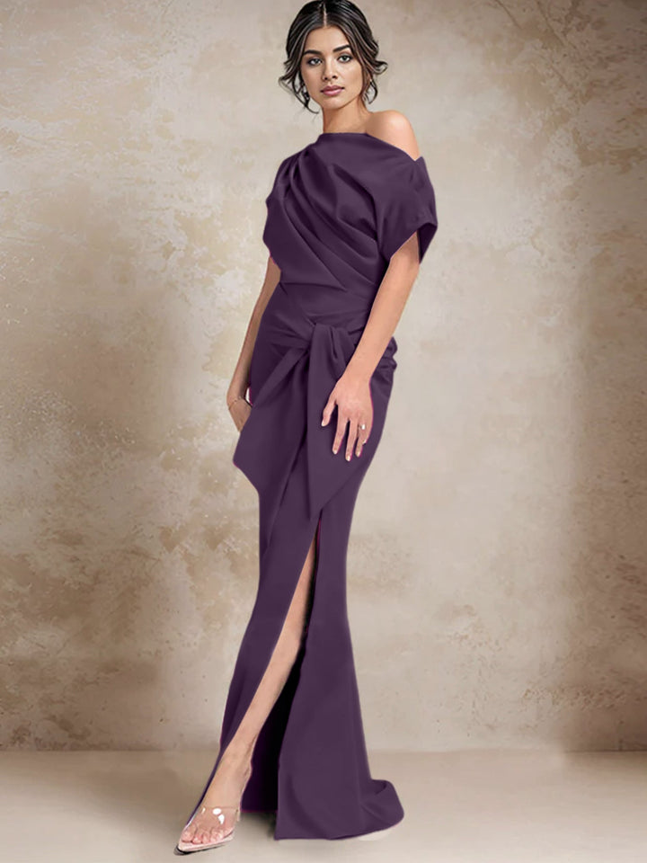 Robes de Mère de la Mariée à Une Épaule, Style Trompette/Sirène, avec Fente Sur le Côté