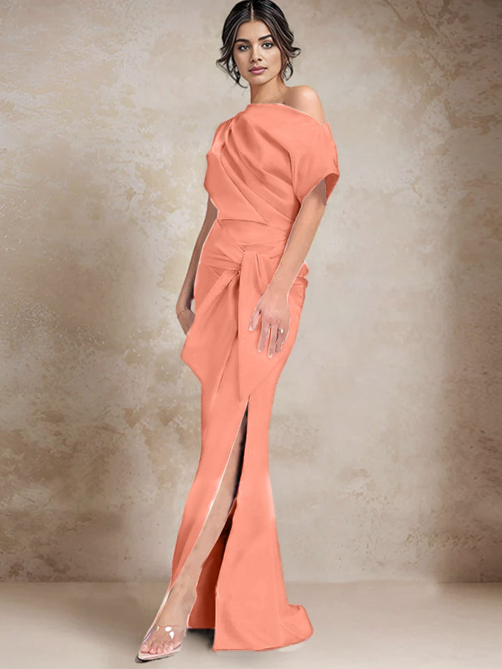 Robes de Mère de la Mariée à Une Épaule, Style Trompette/Sirène, avec Fente Sur le Côté