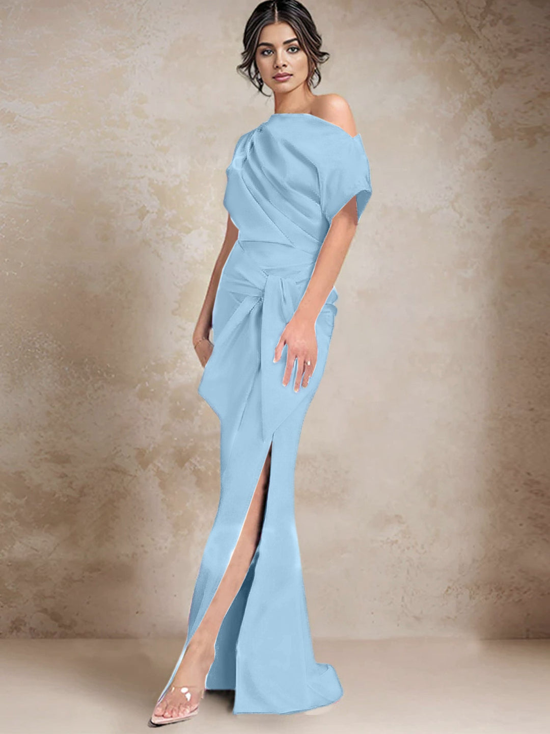 Robes de Mère de la Mariée à Une Épaule, Style Trompette/Sirène, avec Fente Sur le Côté