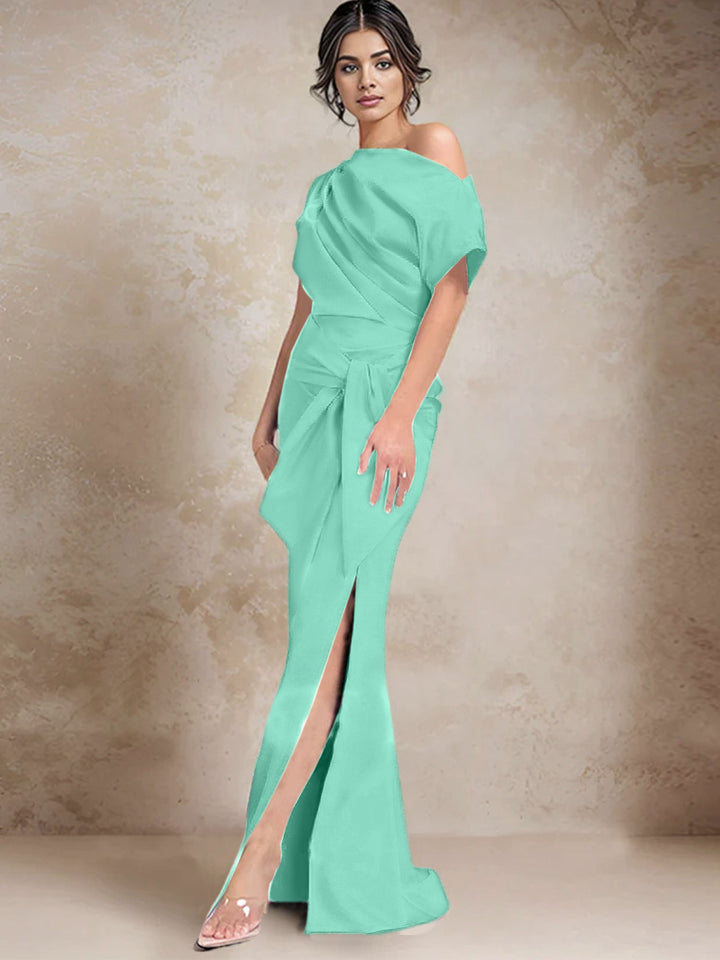 Robes de Mère de la Mariée à Une Épaule, Style Trompette/Sirène, avec Fente Sur le Côté