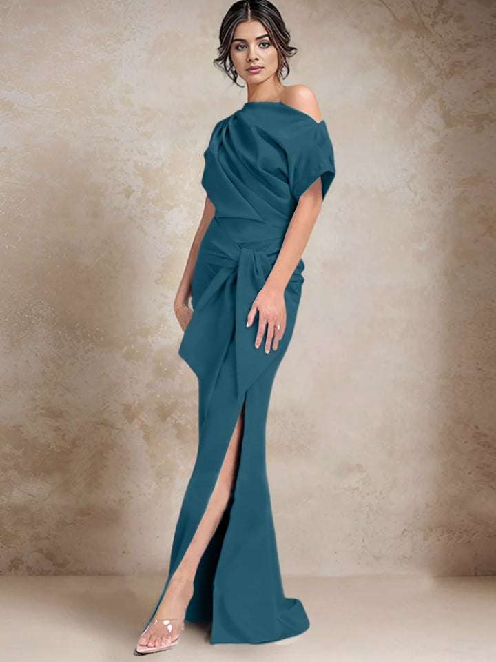 Robes de Mère de la Mariée à Une Épaule, Style Trompette/Sirène, avec Fente Sur le Côté