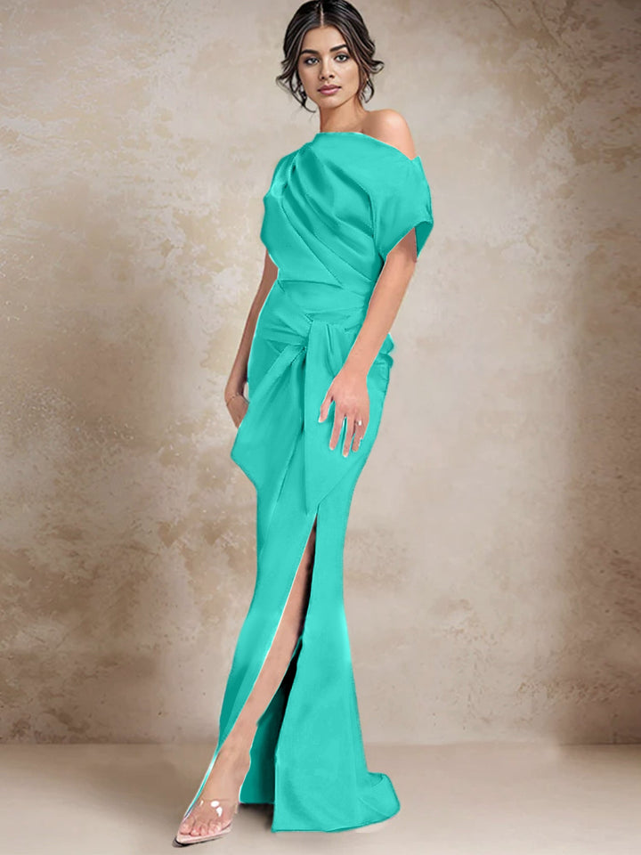 Robes de Mère de la Mariée à Une Épaule, Style Trompette/Sirène, avec Fente Sur le Côté