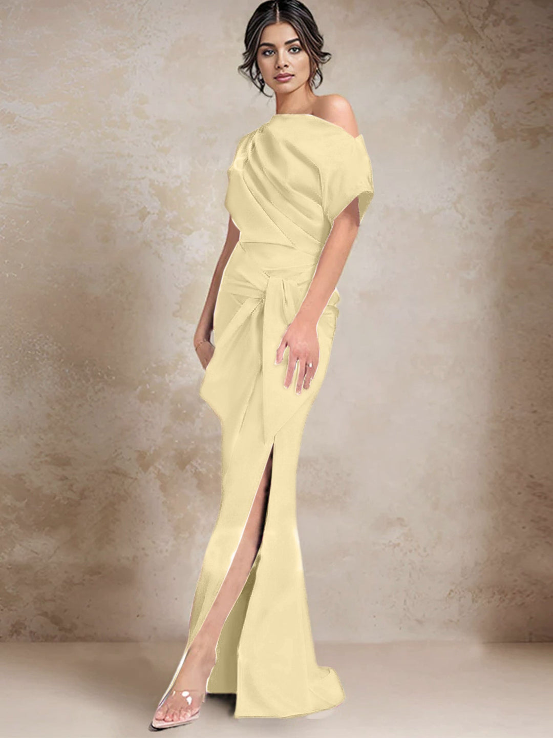 Robes de Mère de la Mariée à Une Épaule, Style Trompette/Sirène, avec Fente Sur le Côté