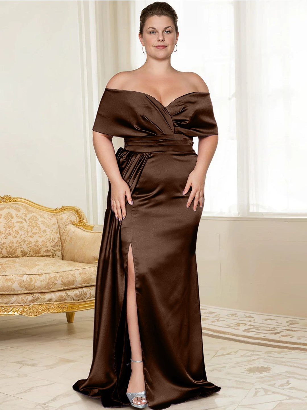 Robes de Mère de la Mariée Trompette/Sirène à Épaules Dénudées