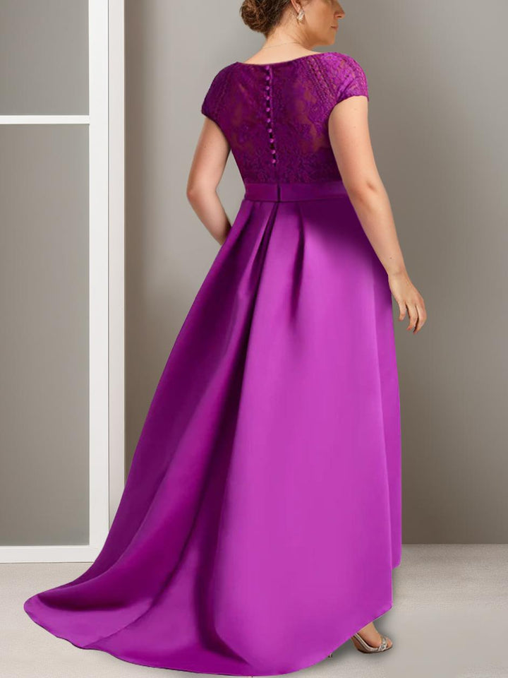 Robes de Mère de la Mariée Asymétriques à Manches Courtes et Coupe Princesse