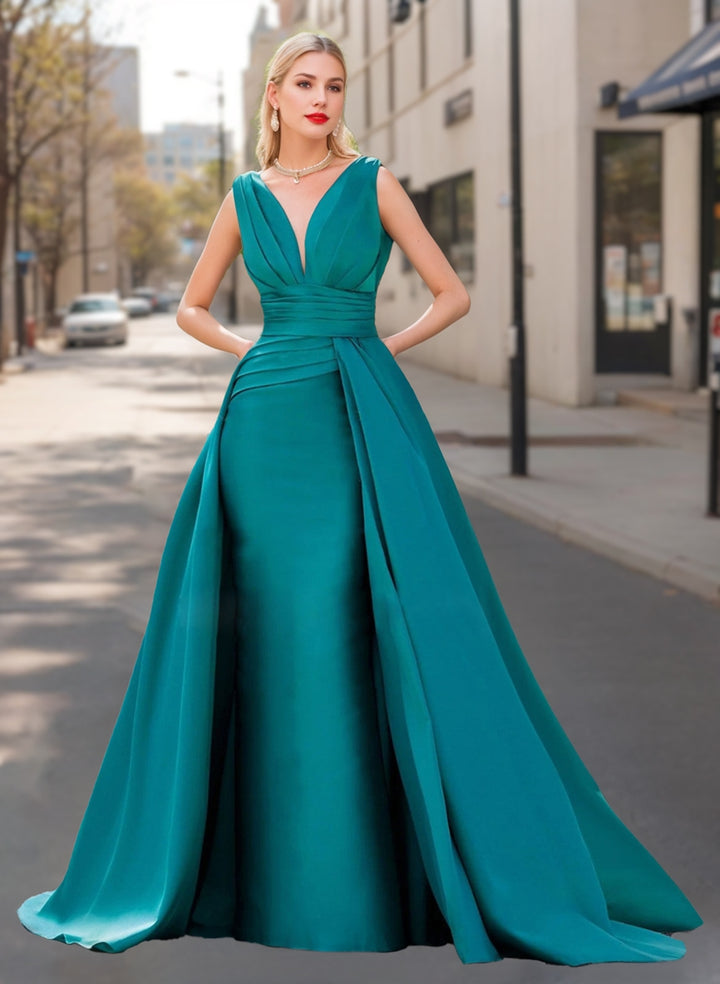 Robes de Mère de la Mariée Sans Manches à Col en V et Coupe A-Line/Princess