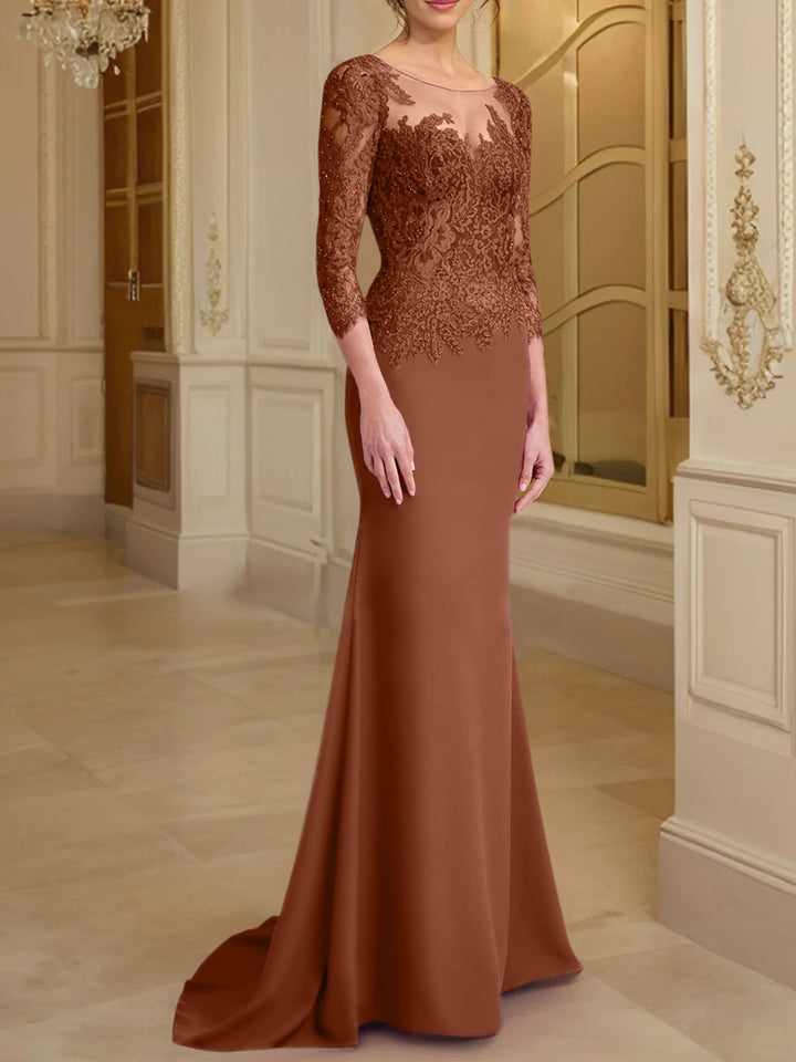 Robes de Mère de la Mariée à Manches Longues en Forme de Trompette/Sirène avec Dentelle