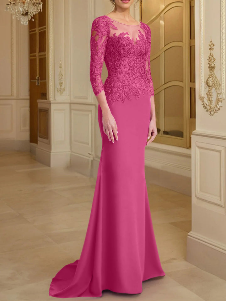 Robes de Mère de la Mariée à Manches Longues en Forme de Trompette/Sirène avec Dentelle
