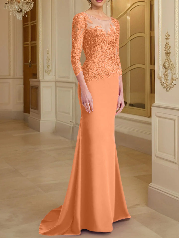 Robes de Mère de la Mariée à Manches Longues en Forme de Trompette/Sirène avec Dentelle