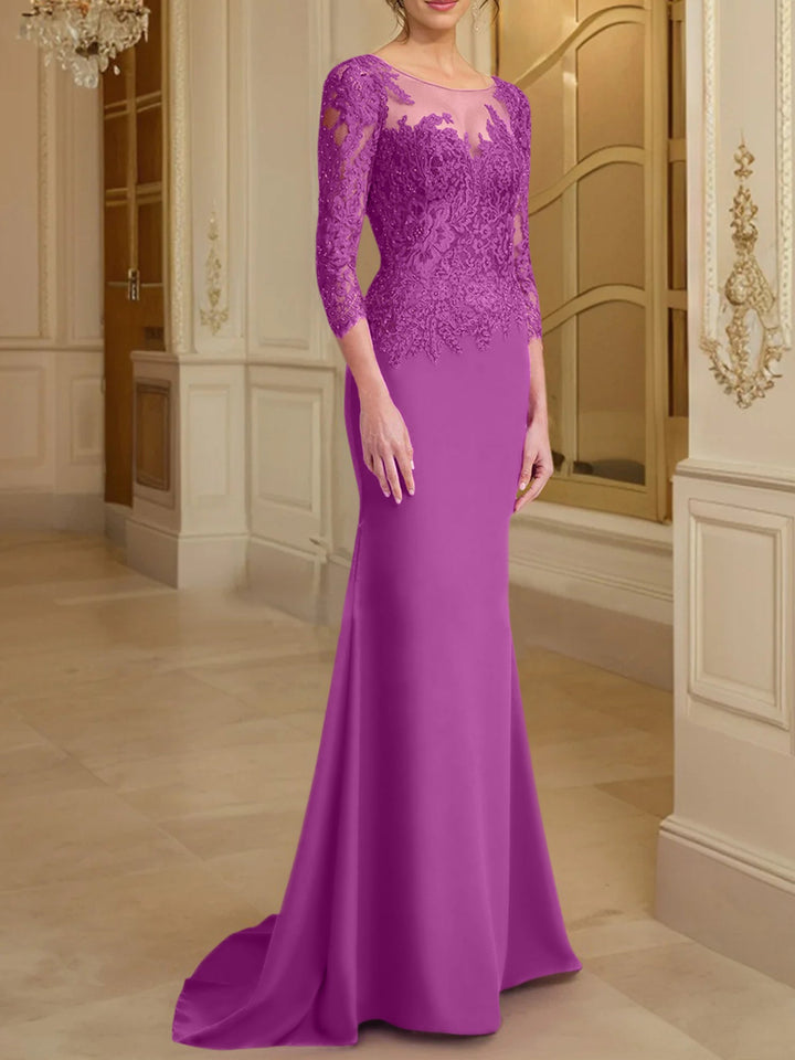 Robes de Mère de la Mariée à Manches Longues en Forme de Trompette/Sirène avec Dentelle
