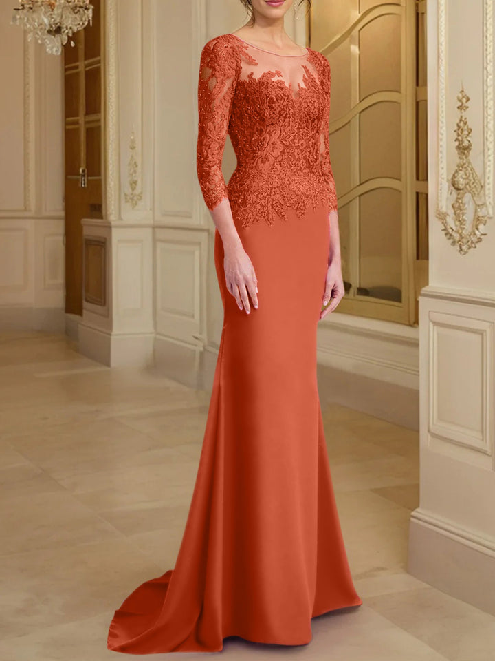 Robes de Mère de la Mariée à Manches Longues en Forme de Trompette/Sirène avec Dentelle