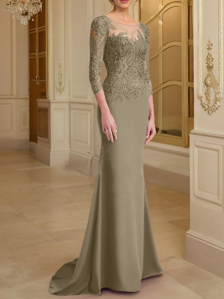Robes de Mère de la Mariée à Manches Longues en Forme de Trompette/Sirène avec Dentelle