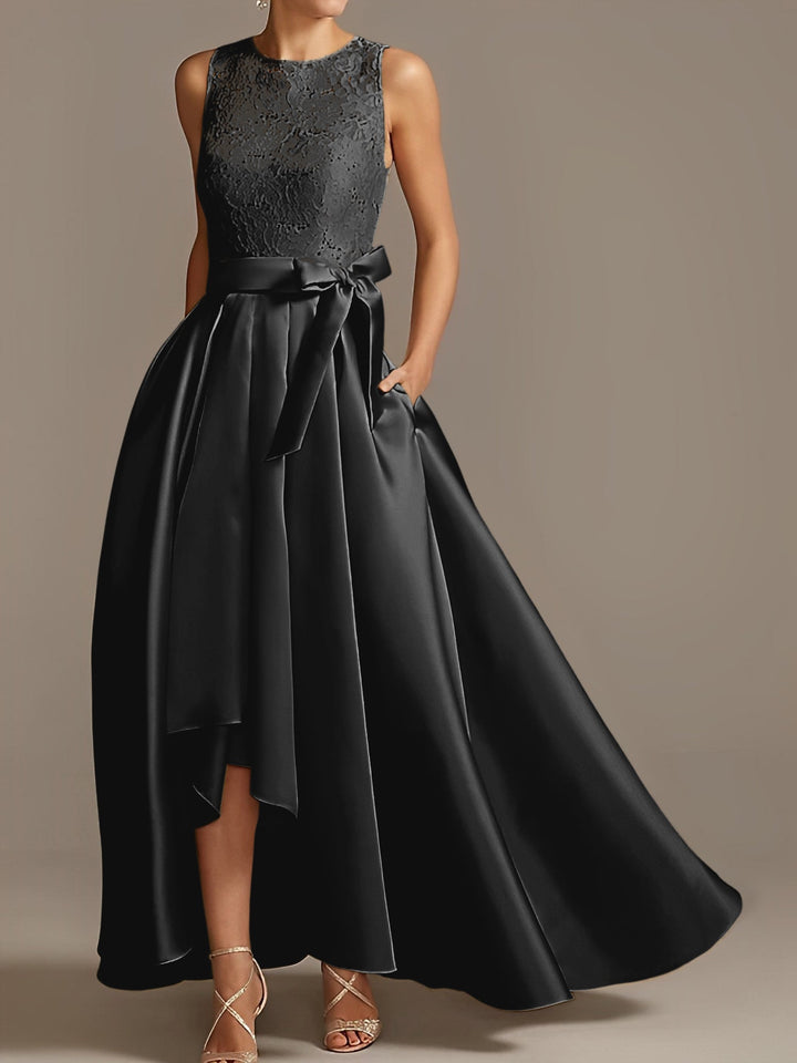 Robe de Mère de la Mariée Asymétrique Sans Manches à Col en V et à Plis