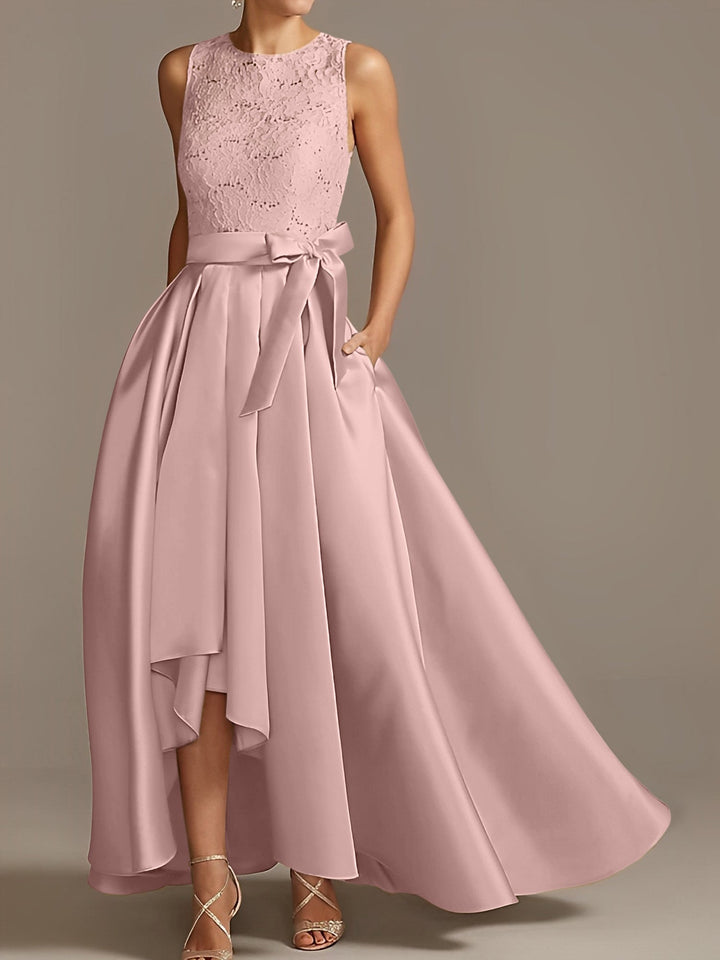 Robe de Mère de la Mariée Asymétrique Sans Manches à Col en V et à Plis