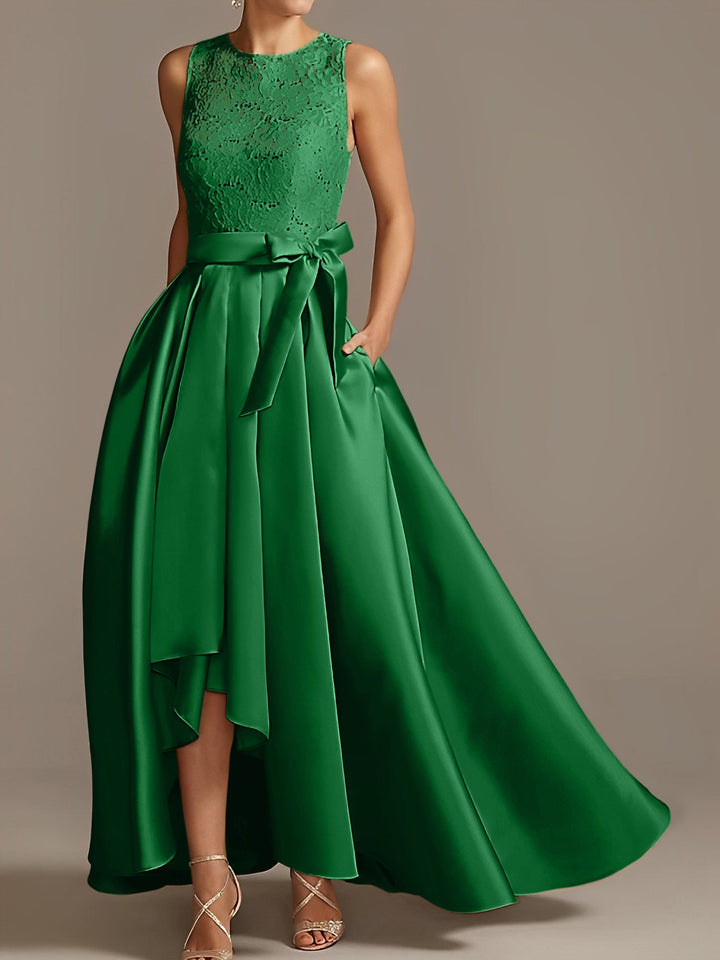 Robe de Mère de la Mariée Asymétrique Sans Manches à Col en V et à Plis