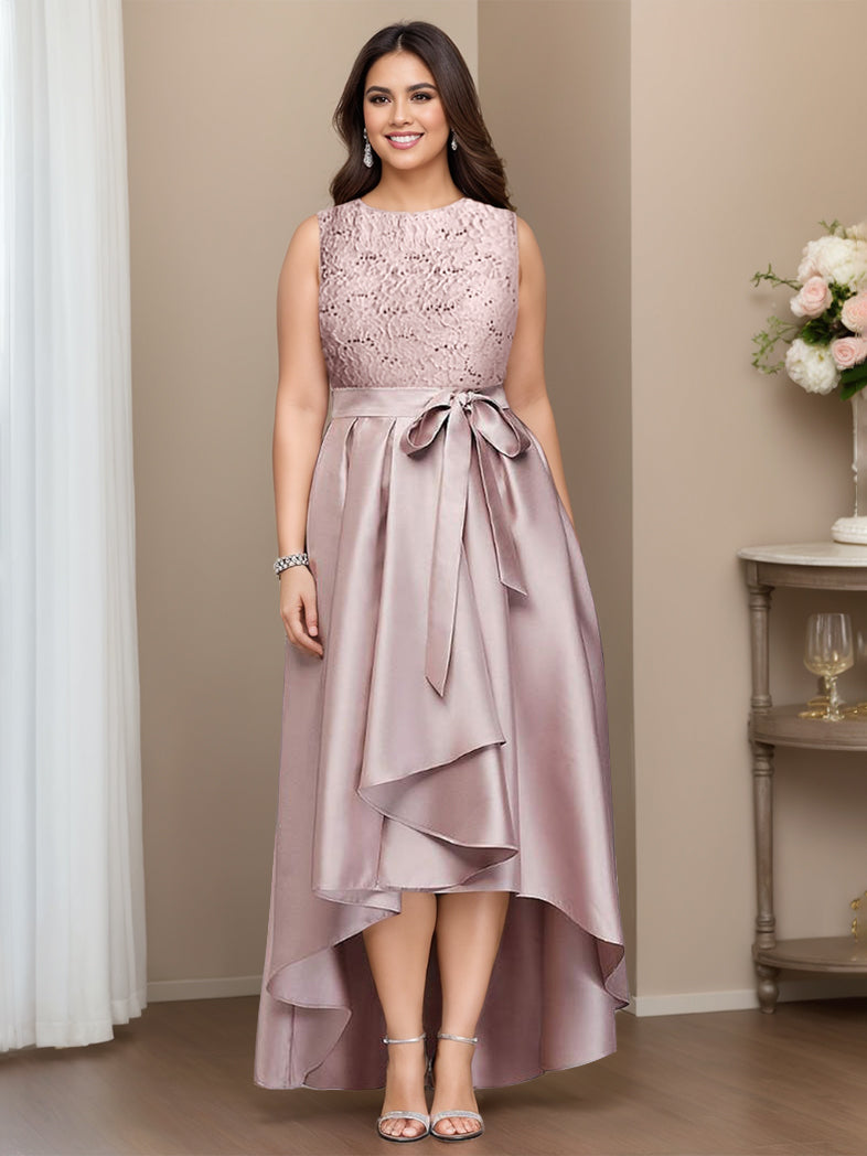 Robe de Mère de la Mariée Asymétrique Grande Taille Sans Manches à Col en V/Princesse avec Plis