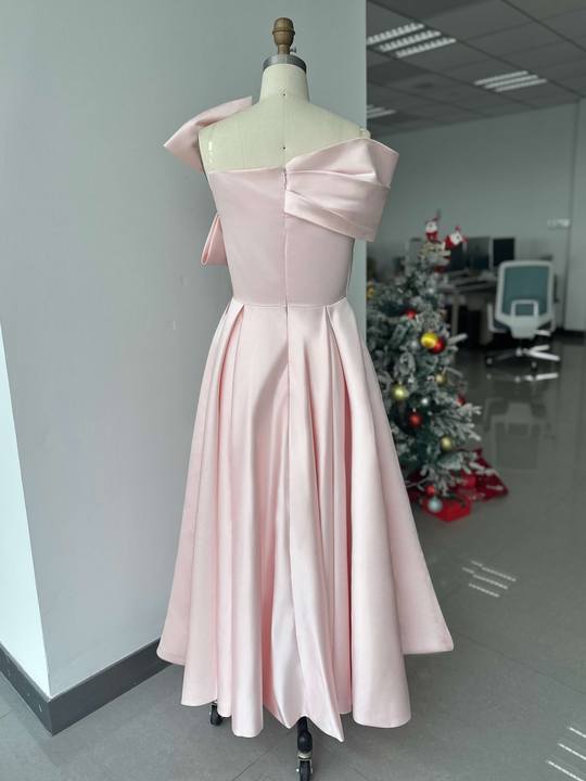 Robe de Mère de la Mariée Grande Taille, Coupe A-Line/Princess, Épaules Dénudées, Sans Manches, Longueur Cheville, avec Nœud(S)