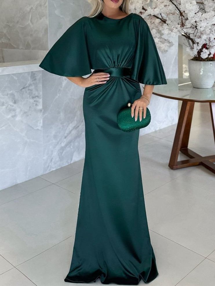 Robes de Mère de la Mariée Fourreau/Colonne à Manches 1/2 et Longueur Au Sol avec Ceinture