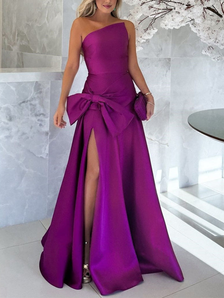 Robe de Mère de la Mariée A-Line/Princess à Une Épaule Sans Manches et Longueur Au Sol avec Fente Sur le Côté