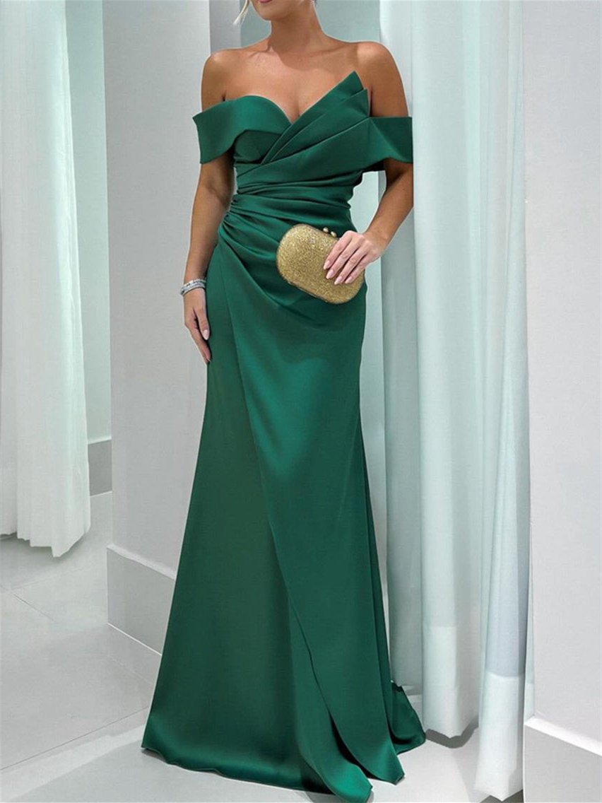 Robe de Mère de la Mariée Sirène/Trompette Sans Manches, Longueur Au Sol, Couleur Unie
