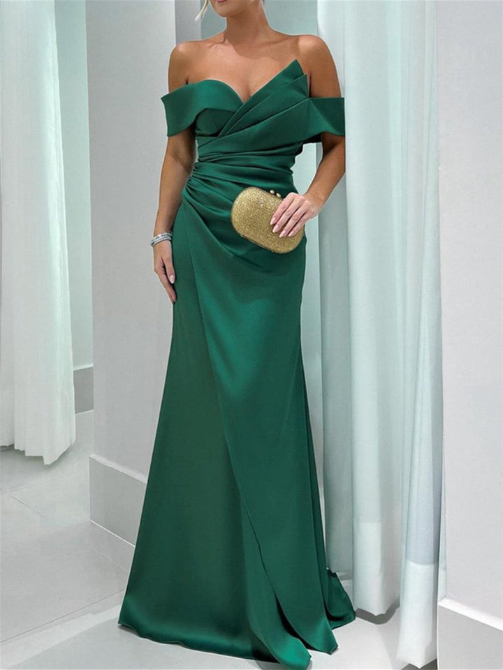 Robe de Mère de la Mariée Sirène/Trompette Sans Manches, Longueur Au Sol, Couleur Unie
