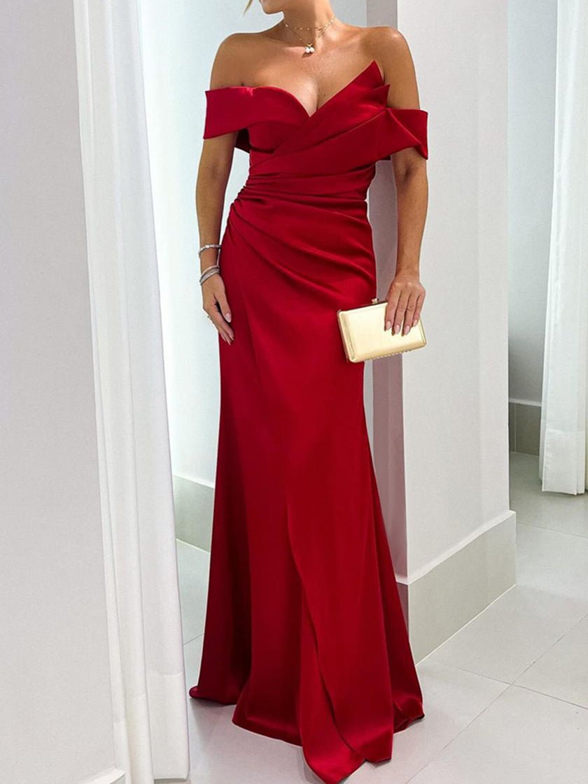 Robe de Mère de la Mariée Sirène/Trompette Sans Manches, Longueur Au Sol, Couleur Unie