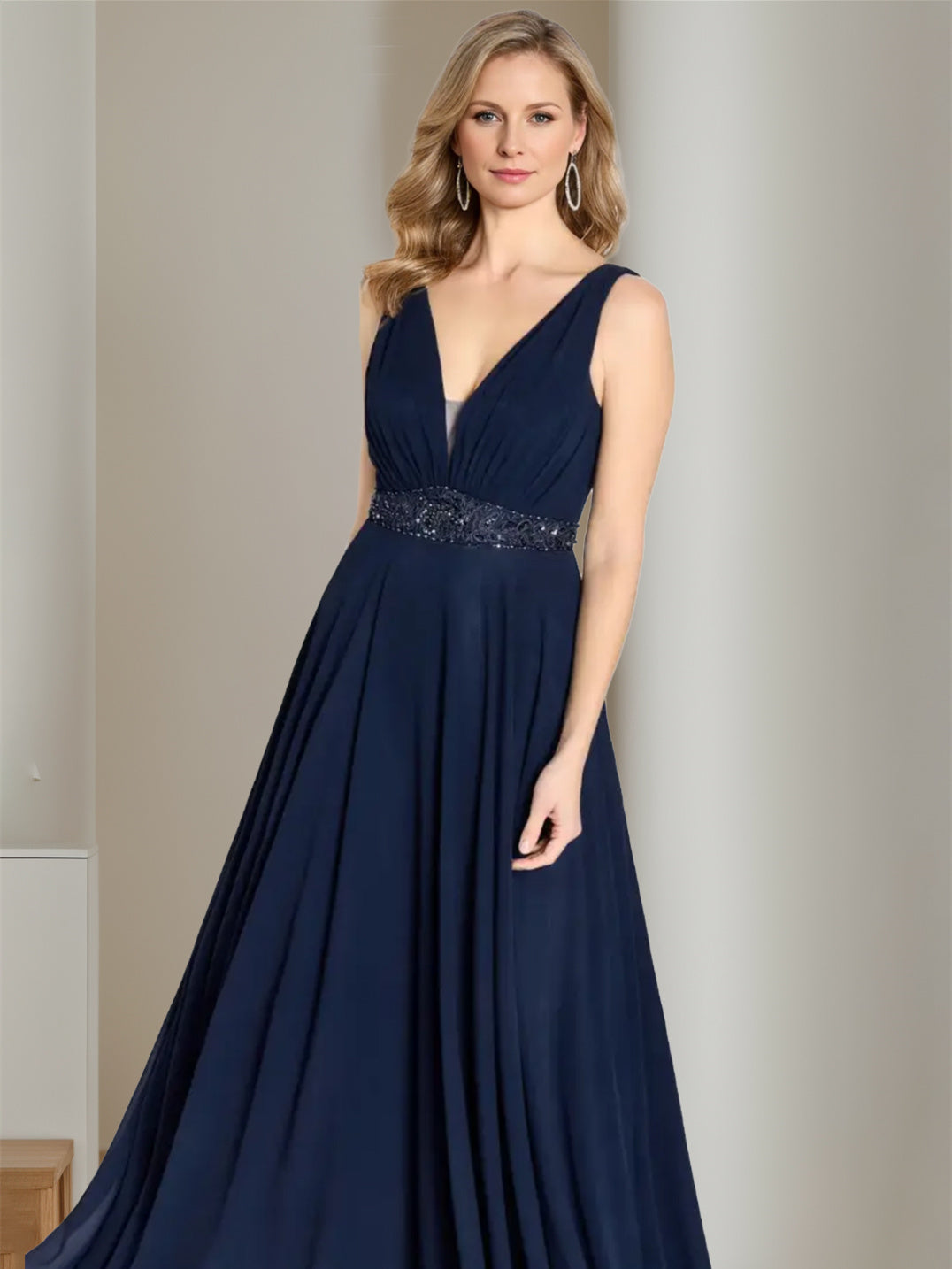 Robes de Mère de la Mariée A-Line/Princess Col en V Sans Manches Longueur Au Sol