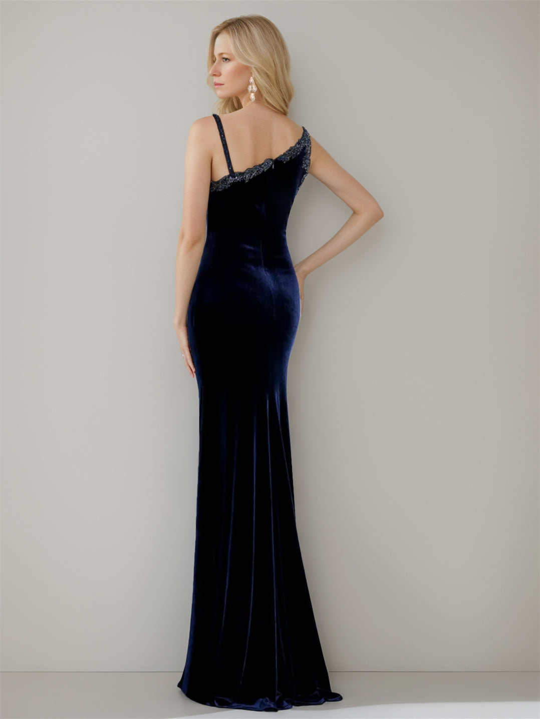 Robe de Mère de la Mariée Asymétrique Sans Manches, Longueur Au Sol, Style Sirène/Trompette, avec Fente Sur le Côté
