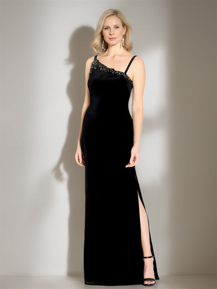 Robe de Mère de la Mariée Asymétrique Sans Manches, Longueur Au Sol, Style Sirène/Trompette, avec Fente Sur le Côté
