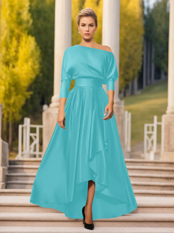 Robes de Mère de la Mariée et Du Marié Asymétriques à Une Épaule et à Manches 3/4 de Forme A-Line/Princess