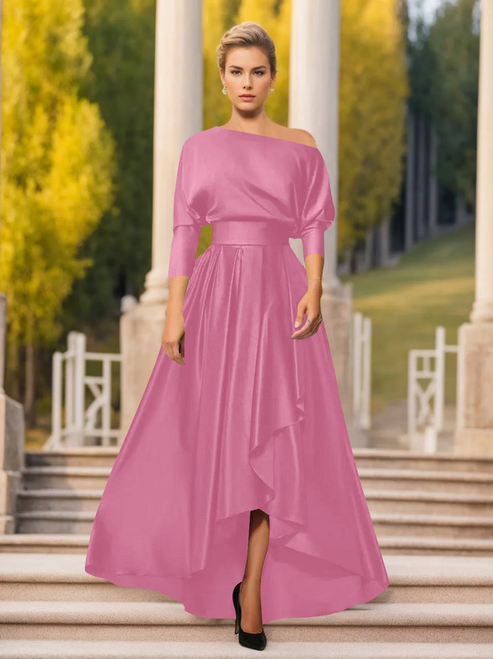 Robes de Mère de la Mariée et Du Marié Asymétriques à Une Épaule et à Manches 3/4 de Forme A-Line/Princess