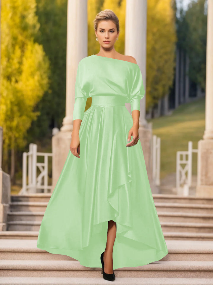 Robes de Mère de la Mariée et Du Marié Asymétriques à Une Épaule et à Manches 3/4 de Forme A-Line/Princess
