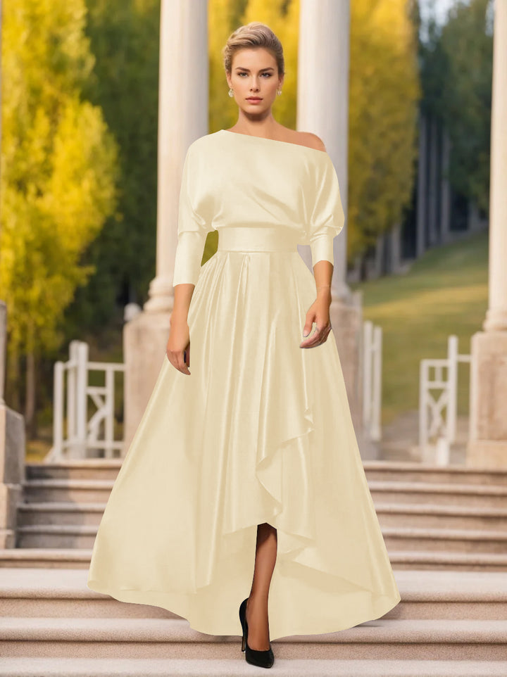 Robes de Mère de la Mariée et Du Marié Asymétriques à Une Épaule et à Manches 3/4 de Forme A-Line/Princess