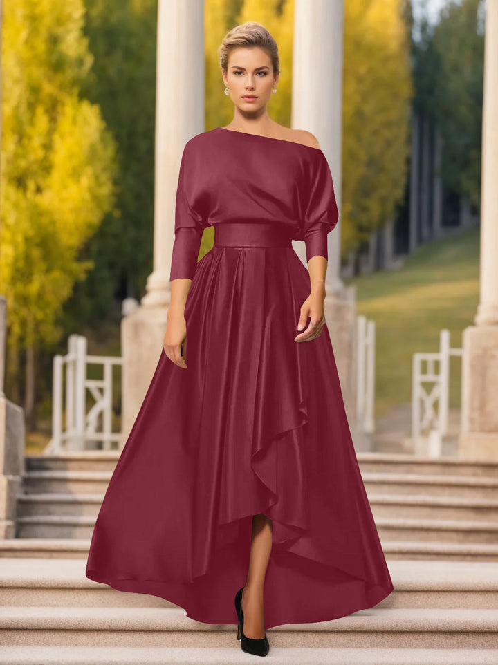 Robes de Mère de la Mariée et Du Marié Asymétriques à Une Épaule et à Manches 3/4 de Forme A-Line/Princess
