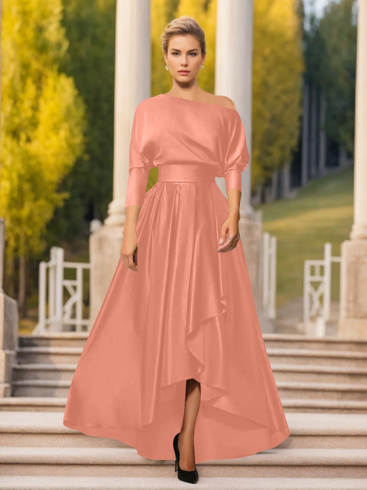 Robes de Mère de la Mariée et Du Marié Asymétriques à Une Épaule et à Manches 3/4 de Forme A-Line/Princess