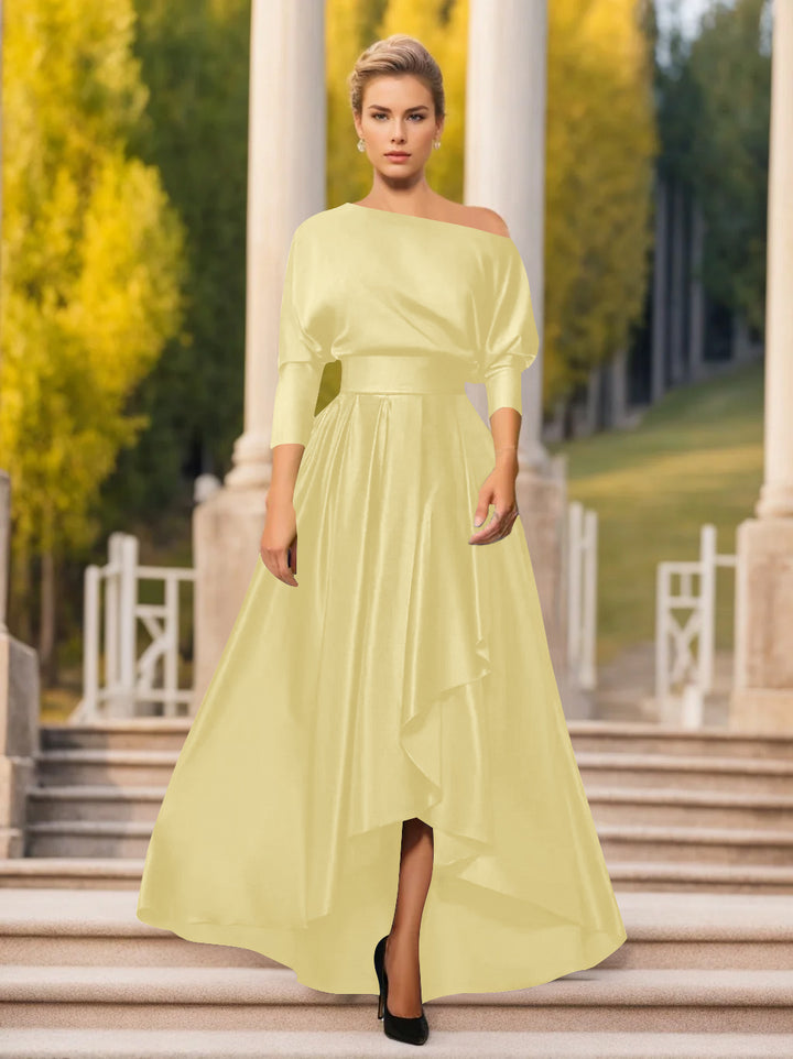 Robes de Mère de la Mariée et Du Marié Asymétriques à Une Épaule et à Manches 3/4 de Forme A-Line/Princess